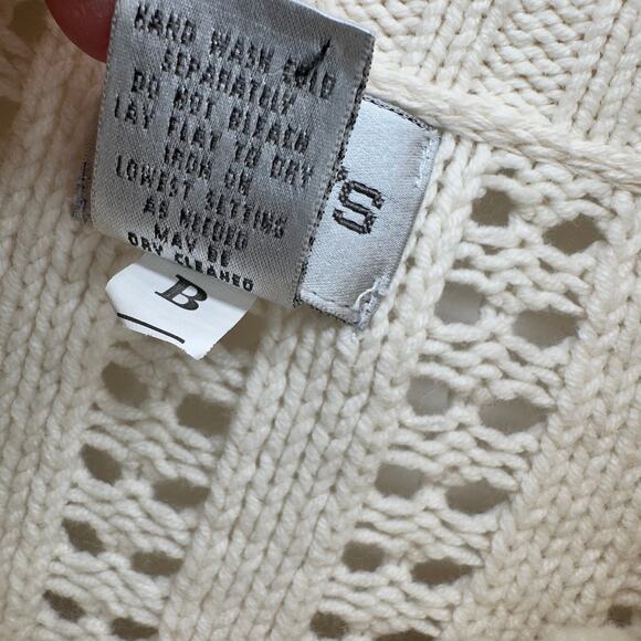 Chico's Sweater Womens Large Cream Pointelle Open Knit Full Zip Cardigan Coastal - Picture 5 of 8